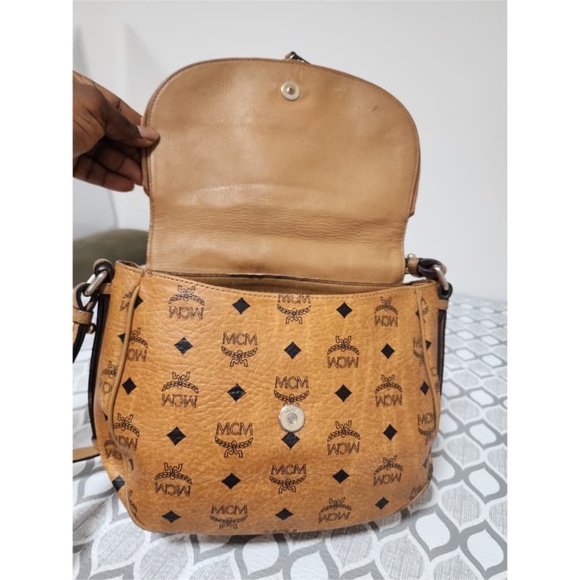 Authentic MCM Visetos Saddle/Crossbody Bag Brown - Picture 10 of 14